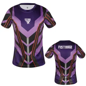 FISTRAGE Women's Training Shirts - Purple & Black Design with Red Accents and Logo on Chest - Athletic Performance Fabric - Slim Fit - Breathable Moisture-Wicking Quick-Dry - Sublimated Graphic Design - Lightweight Stretchable - Pakistan