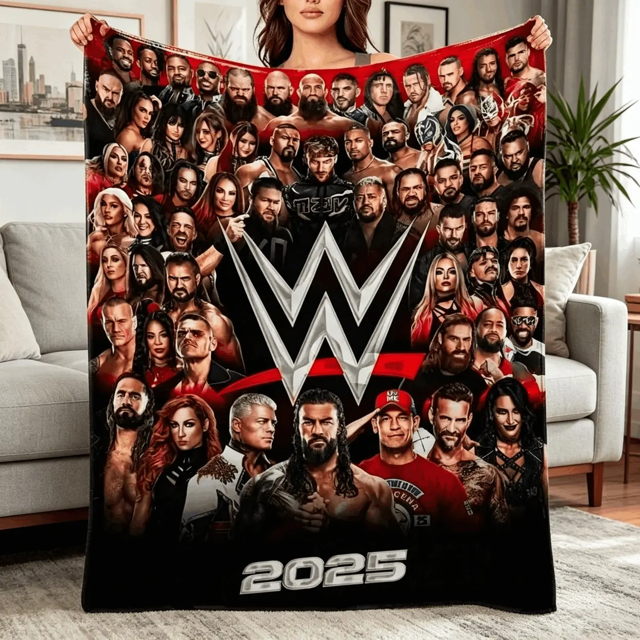 Blankets WWE Superstars Pro Wrestling Flannel Blanket Kids Blanket Adult Blanket 2D Flat Print Soft Elastic Breathable Sports Fan Throw For Bedroom Living Room