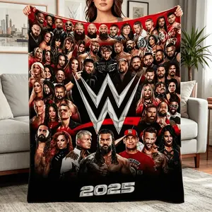 Blankets WWE Superstars Pro Wrestling Flannel Blanket Kids Blanket Adult Blanket 2D Flat Print Soft Elastic Breathable Sports Fan Throw For Bedroom Living Room