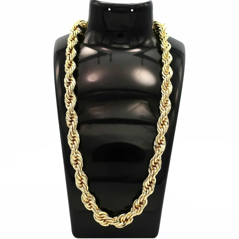 MaxBling81 Men's 90s Hip Hop Vibe 10mm Thick 14-Karat Stamped Brass Gold Chain Necklace - Unisex Metal Coating Jewelry, Adjustable Long Sizes (9in Bracelet,24in,30in,36in), Lobster Clasp, Classic Daily Wear Costume Accessory