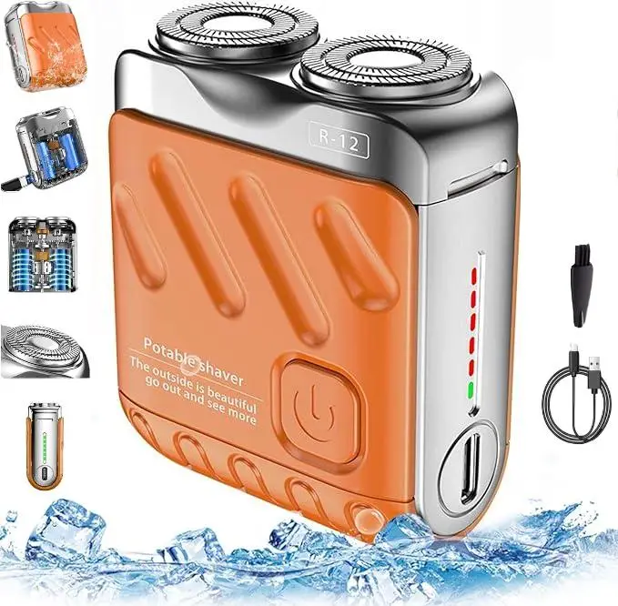 【Top Gift Choice】Portable razor, USB Rechargeable, Luggage Mini Electric Shaver, Beard Shaver Mini and Portable Suitcase Design for Home Travel