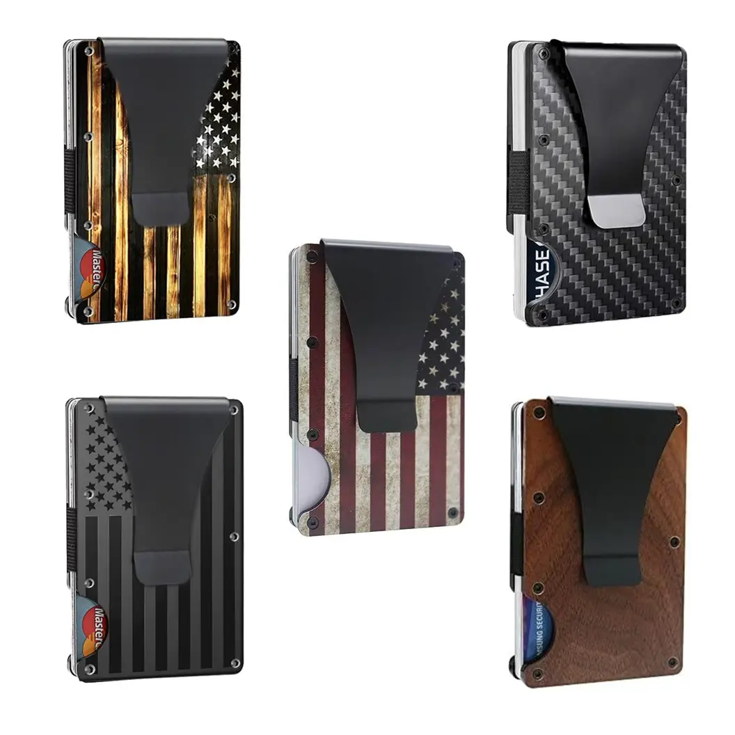 2025 New RFID Blocking Minimalist Slim Card Holder, Men's Business Holder Pocket Cash Credit Slim Wallet, American Flag Artcraft Card Holder With Mone