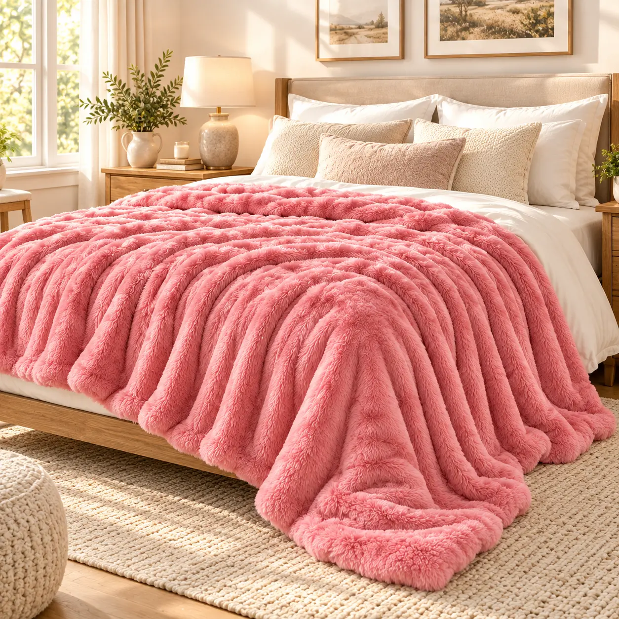 3D Bubble Blanket, Ultra Soft Plush Throw Blanket for Sofa and Bed, Fluffy Cozy Textured Throw Blanket, Warm Fuzzy Blanket for Bedroom Decor, Gift for Women, Girlfriend, Mom, Birthday and Christmas, 5 Colors, 4 Sizes, All Seasons