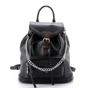 Pre-owned Louis Vuitton Canvas Coated, Leather Backpacks Montsouris Vibe Backpack Leather with Monogram Canvas PM by Rebag