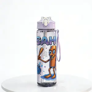 Mountain Sea Theme Transparent Drinking Tumbler Sports Water Bottle with Straw, Portable Leakproof Lightweight Durable, Soft Colors for School Office Outdoor Activities