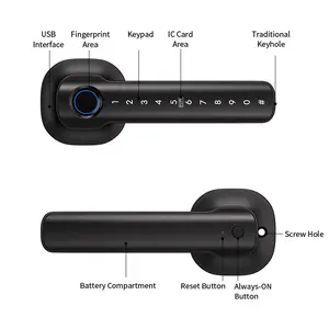 Smart Fingerprint Door Lock, Digital Lock, Biometric Keyless Entry, Password Panel, APP Remote Control, Ic Unlock, for Home, Bedroom, Hotel, Office, Apartment