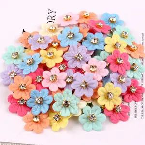 50pcs Rhinestone Flower DIY Hair Clips, Handmade Floral Accessories for Shoes Hats Dresses, Versatile Decorative Items
