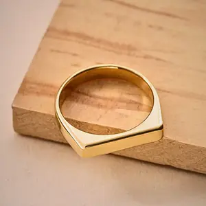 Minimalist Rectangle Ring – Stainless Steel Modern Jewelry for Women & Men