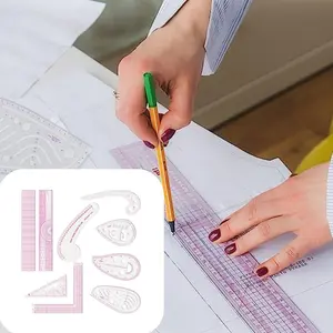 9 Pack Fashion Clear Metric Sewing Ruler Set, French Curve Pattern Ruler Kit for Beginners Tailors Designers ﻿