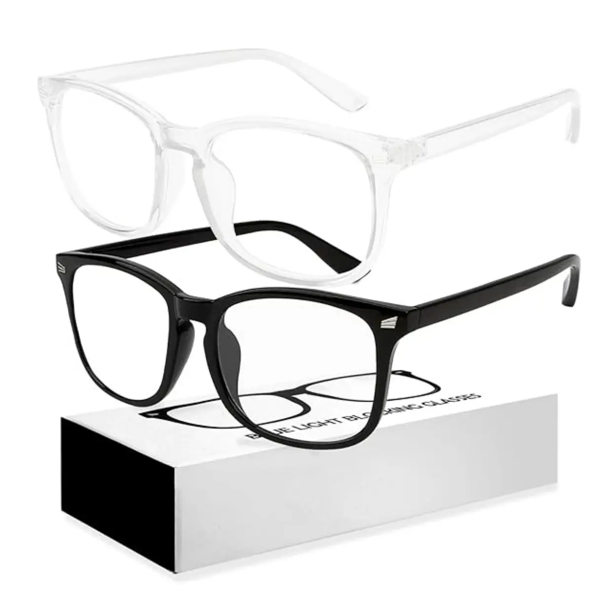 2 Pack,Computer Gaming Glasses,Fashion Large Size Square Frame Eyeglasses for Everyday Use,Mother's Day Gift,Graduation Gift