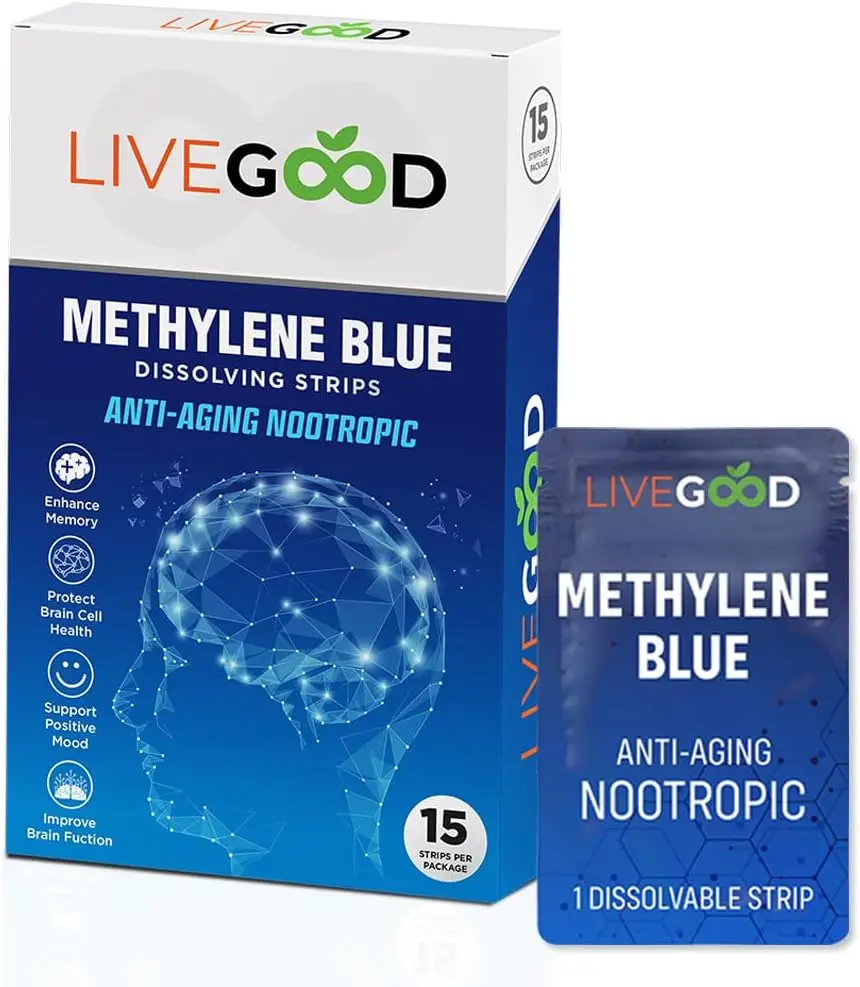 LiveGood Methylene Blue Dissolving Strips – Daily Support for Focus and Wellness Neurons Antioxidant