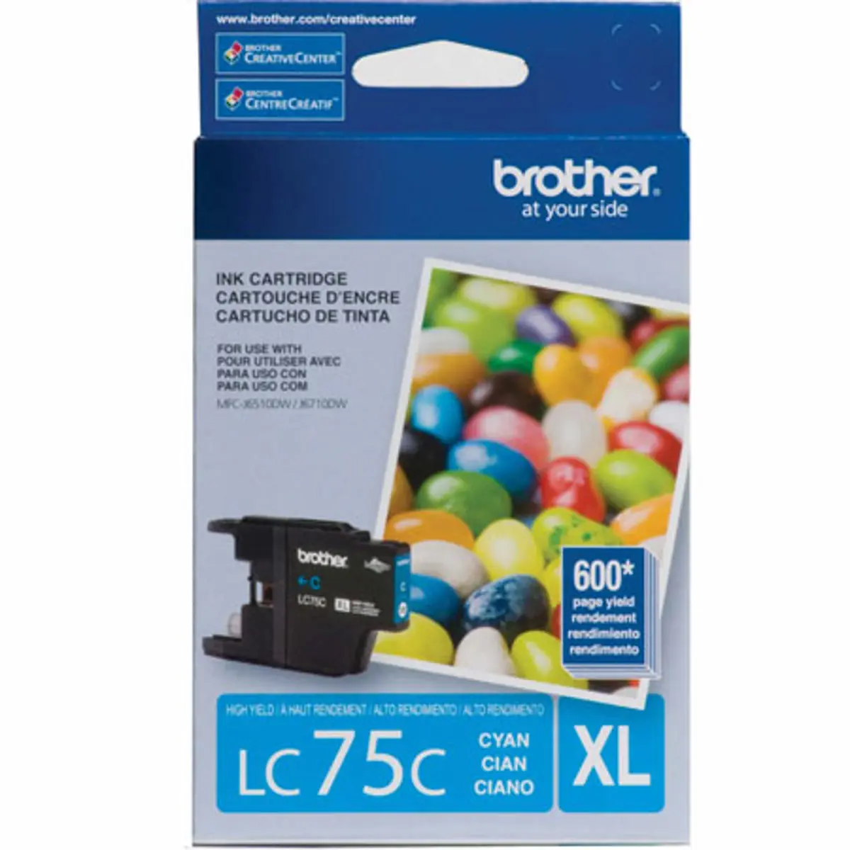 Brother LC75C XL Innobella High Yield Cyan Print Ink Cartridge, 600 Pages Yield