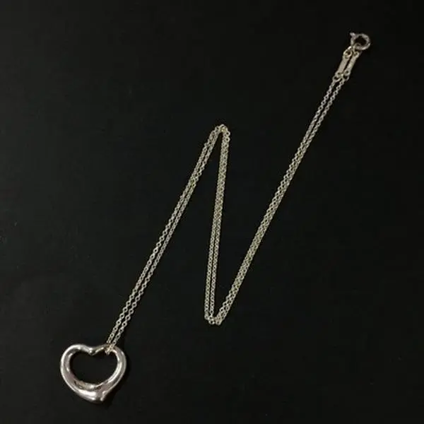 Pre-owned Tiffany&Co. Silver 925 Elsa Peretti Open Heart Pendant Necklace 12462989050/909193