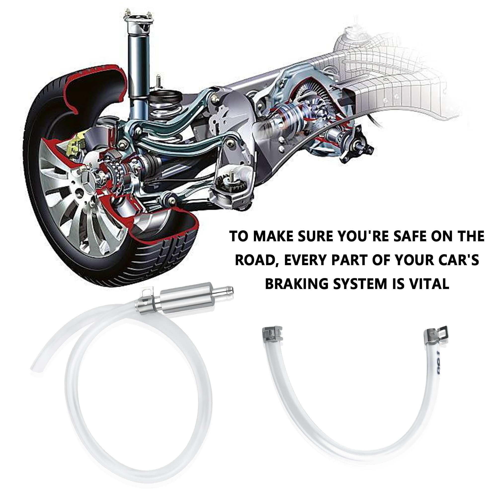 Car Brake Bleeder Hose with One Way Check Valve,Durable Brake Fluid Bleeder Hoses Replacement,Universal Brake Bleeder Tool Car Accessories for Car Motorbike Bike