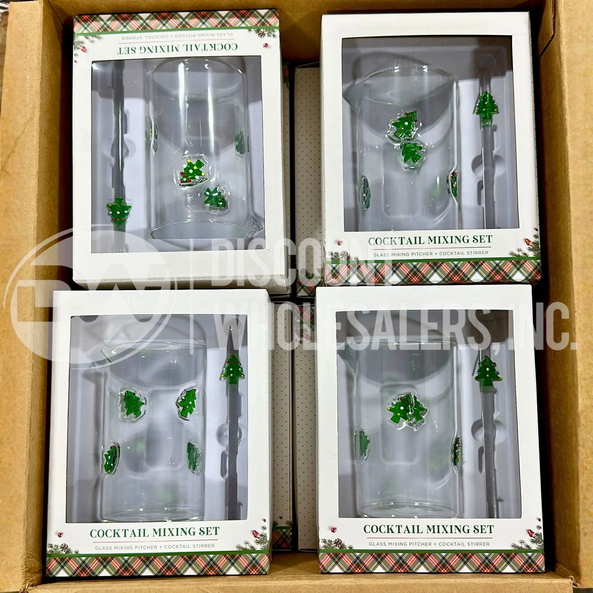 Holiday Cocktail Mixing Set - Glass Mixing Pitcher & Cocktail Stirrer (98 Pcs Lot)