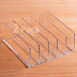 Mail Organizer for Sorting Mail, Business Card 2Pack, 5 Slots Mail Holder for Desktop Shelf,  Mail Sorter for Desk Organzier, Clear Bill  Divider for  Envelope,Set of 2