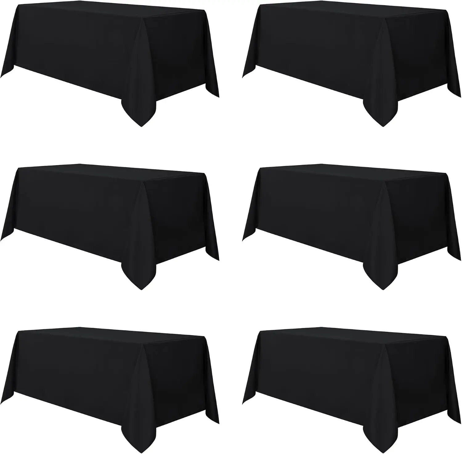 Black Tablecloths for 6ft Rectangle Tables, 90x132", 90x156" 2 Sizes Available