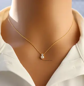 18K Gold Plated June Pearl Birthstone Pendant Necklace – Elegant Jewelry Gift for June Birthdays