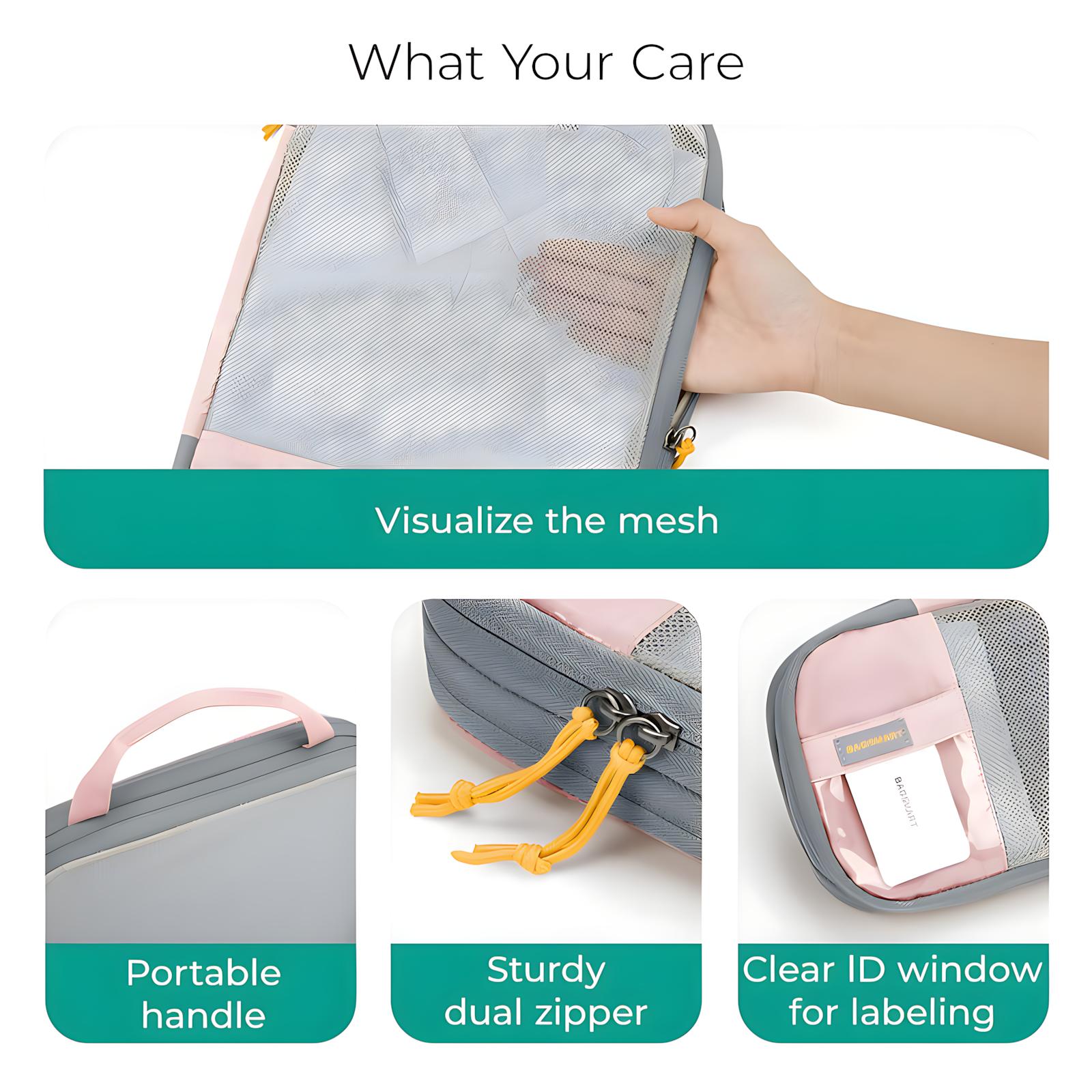 6-Piece Compression Packing Cubes for Suitcases, Polyester Travel Luggage Organizers, Multifunctional Storage Bags for Travel & Party Activity Supplies