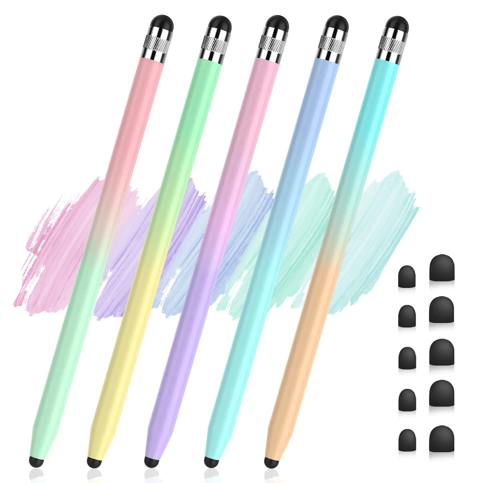 Stylus Pens for Touch Screens - 5 Pack Stylus Pens, 2-in-1 High Sensitivity Capacitive Stylus with 10 Extra Tips for iPad iPhone Tablets Samsung Galaxy All Universal Touchscreen Devices