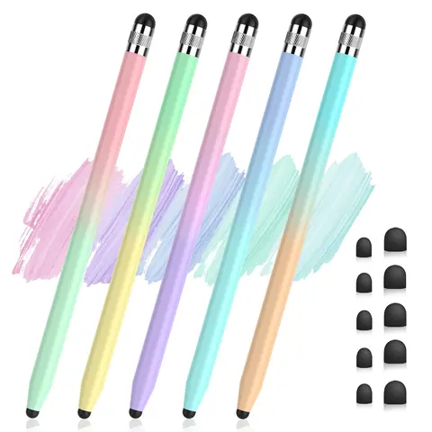 5-Pack 2-in-1 High Sensitivity Capacitive Stylus Pens for Touch Screens, with 10 Extra Tips, Universal for iPad, iPhone, Samsung Galaxy, Smartphone, Tablet, Computer Accessories