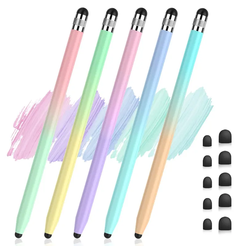 5-Pack 2-in-1 High Sensitivity Capacitive Stylus Pens for Touch Screens, with 10 Extra Tips, Universal for iPad, iPhone, Samsung Galaxy, Smartphone, Tablet, Computer Accessories
