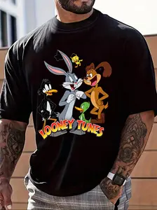 Looney Tunes Printed Short Sleeve T-Shirt, Men's Top