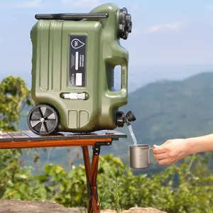 Large-capacity wheeled trolley bucket - a large-capacity PE water storage tool, military green, suitable for camping, hiking and picnics, outdoor use