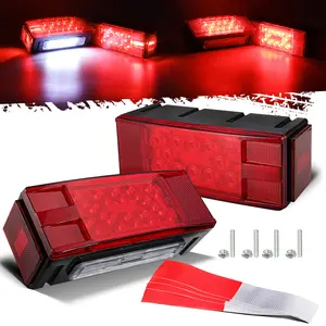 Partsam 12V LED Submersible Low Profile Rectangular Trailer Lights, Waterproof LED Combination Trailer Tail Light Kit Stop Brake License Plate Turn Running Lights Sealed for Boat Trailer Truck