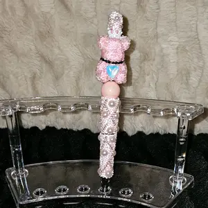 Beautiful Pink Bear Pen with Pearl Accents and Heart Detail for Stylish Writing