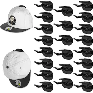 22 Pack Adhesive Hat Hooks for Wall - Super Strong Baseball Cap Rack, No Drill Hat Organizer Display, Hat Hangers for Wall, Door, Closet - Self-Adhesive Hat Holder, Wall Mount Hat Rack for Home Decor - USA Patented (Black), hooks accessories