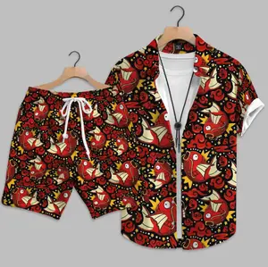 2026 Hawaiian Sets PKM [FREESHIP] Magikarp Hawaiian Shirt, Funny Cartoon Fish Button Up, Anime Inspired Tropical Shirt, Summer Vacation Gift, Gift for Anime Fans