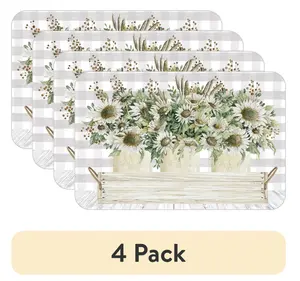 (4 pack) Farmhouse Sunflowers Reversible Flexible Plastic Placemat
