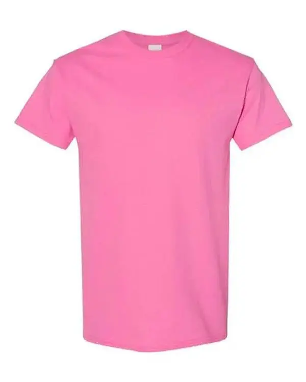 Gildan Men's Heavy Cotton Azalea Pink Short-Sleeve Basic T-Shirt - Soft Knit Casual Menswear, Ring Alternative Clothing
