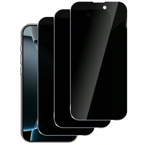 3-Pieces Anti-Spy Tempered Glass Screen Protector Privacy Film - Easy Installation, Scratch-Resistant, Tough, Multi-Model Fits iOS iPhone 17/16/15 Pro Max & 14/13/12/11 Series Mobile Phone Accessory
