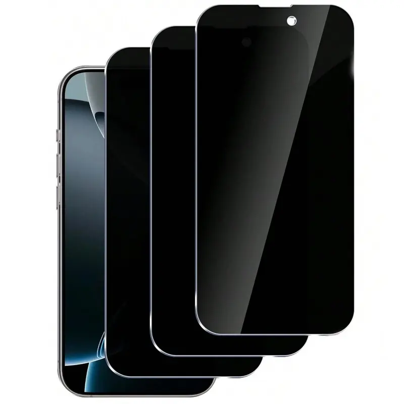 3-Pieces Anti-Spy Tempered Glass Screen Protector Privacy Film - Easy Installation, Scratch-Resistant, Tough, Multi-Model Fits iOS iPhone 17/16/15 Pro Max & 14/13/12/11 Series Mobile Phone Accessory
