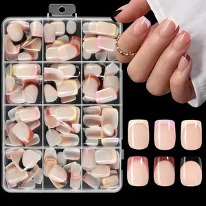 144pcs French Press-On Nails, 6 Trendy Colors, Glossy Finish, Perfect for Daily Use, Parties, Home Office, Women's Nail Decorations, Nail Art Set, Fake Nail, Nail Design, Diy Nails Art