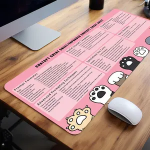 Extra Large ChatGPT Cheat Sheet & Cute Paw Prints Mouse Pad Gaming Desk Pad 35x16 Inch Computer Keyboard Mousepad with Non-Slip Rubber Base Durable Stitched Edge Perfect Gift for Home and Office