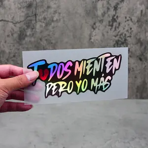 Rebel Slogan! 'todos Mienten' Holographic Car Sticker, Perfect for Young Rebels & Spanish Culture Enthusiasts, Street/college Style, Car Decals