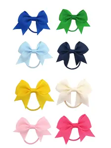 Girls' Rainbow Bow Hair Accessories Set, Party Girly Plain Polyester Fiber Butterfly Knots & Ribbons, All-Season Teenage Girls' Fashion Essentials