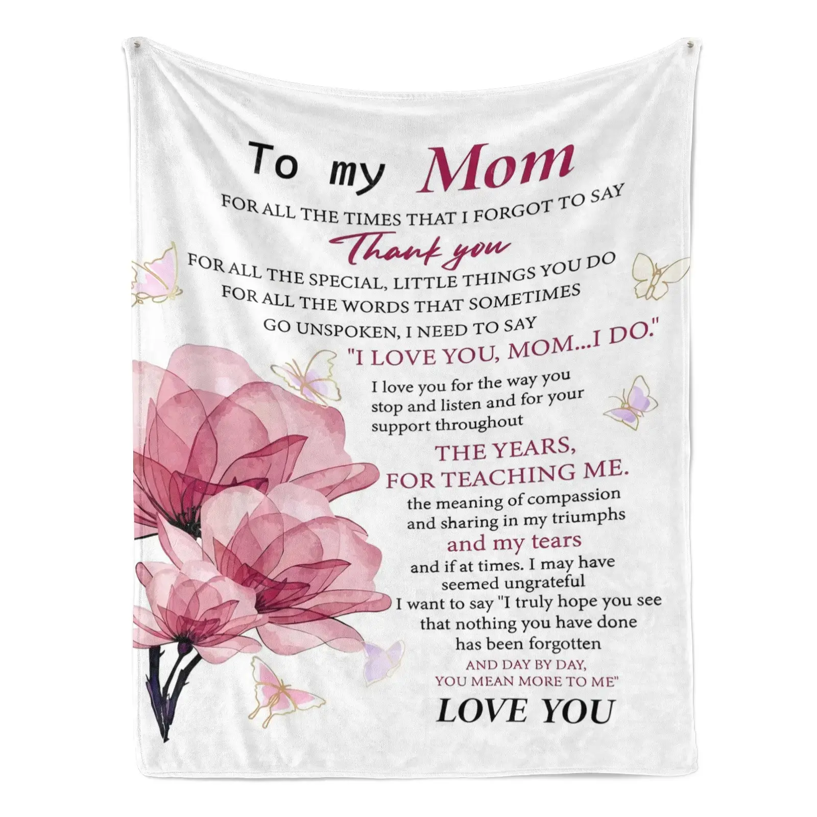 2026 Mother's Day Gift for Mom - To My Mom Soft Cozy Flannel Blanket, Heartfelt Thank You Love Letter Plush Throw, Sentimental Keepsake Gift for Mom from Daughter Son for Bedroom Sofa