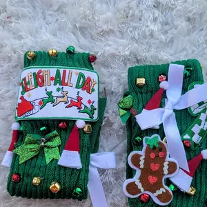 CUSTOMIZED CHRISTMAS CHARM SOCKS Menswear Festive Personalized Print Stylish Green