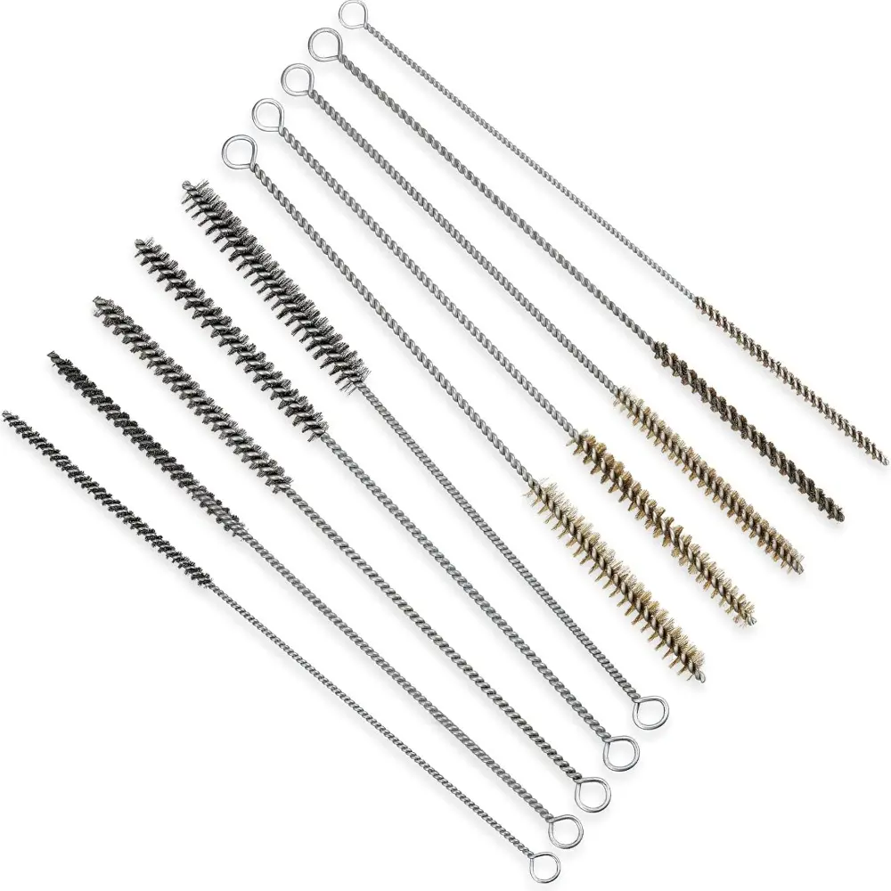 Wire Tube Brushes for Cleaning Pipe, Tube, Brass, Stainless Steel. Round Wire Brush for Auto Parts, Bottles, Tubes. 5 Sizes-10 Pieces
