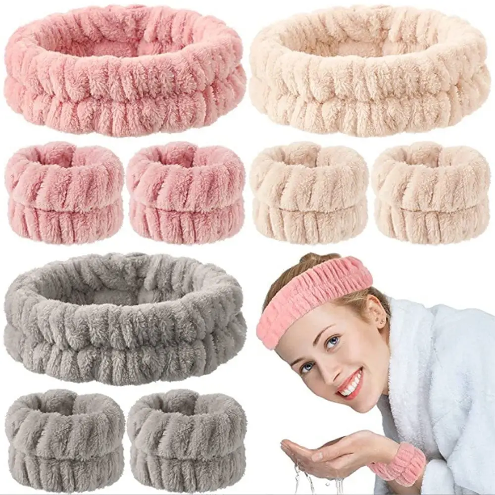 Curvyfaja Headband and Wrist Washband Set Women Makeup Headband Girls Washing Face Headband