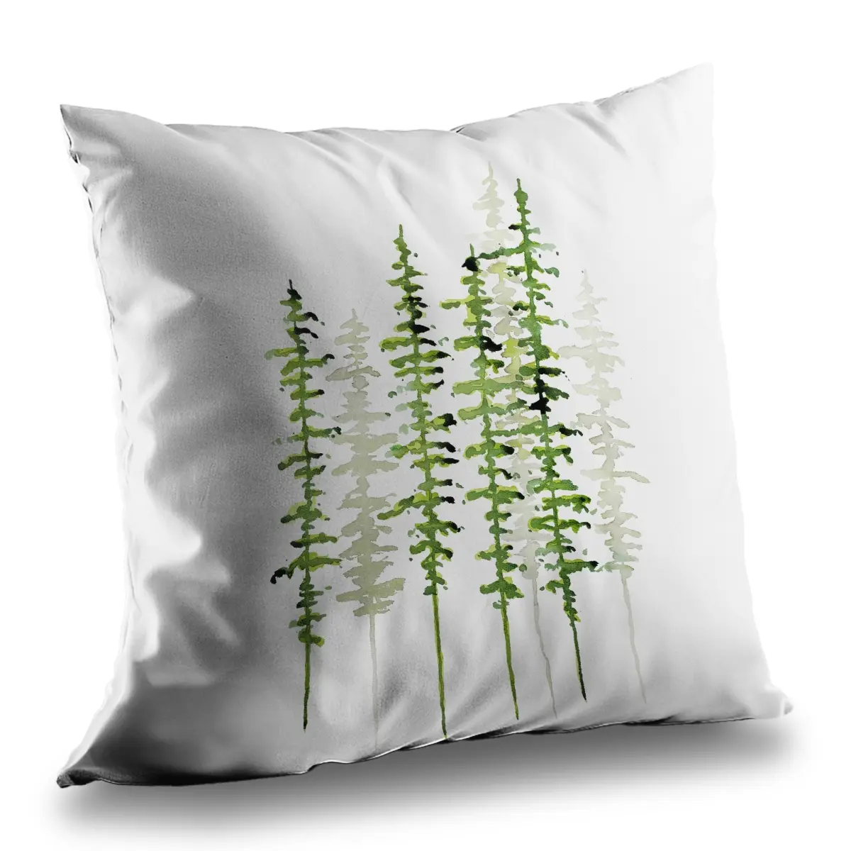 Begin Home Decor C1PT141433EY28 Minimalist Daily Elegance 14x14 in. Decorative Details Standard Pillow - Soft Slim Tree Silhouettes, Durable Polyester Twill Fabric, Lightweight Insert, Living Room Home Accent