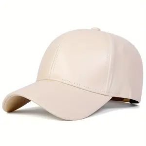 [1pc Faux Leather Cap] 1pc AR Men's Faux Leather Baseball Cap |   Adjustable, Solid Color, Warm and Windproof |   Autumn/Winter Travel, Casual Wear, Sporty Design