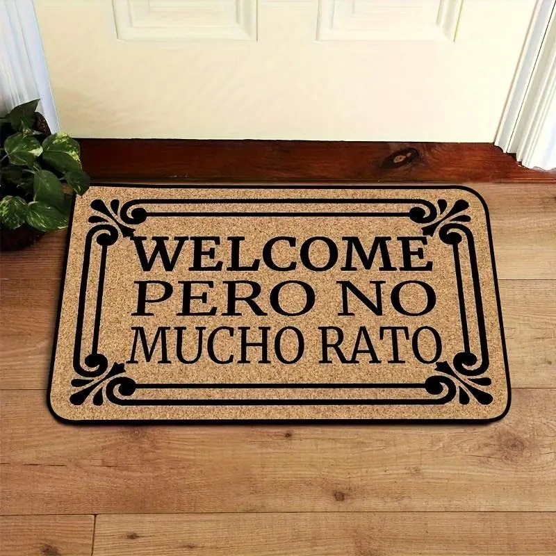 Coffee Flower Doormat - Polyester High-Density Entryway Mat with Floral Motif, Absorbent Surface, Coffee Color Design for Home Entrance Decor, Entryway Use, Fade Resistant Doormats