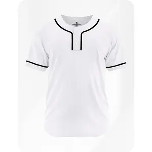 Exxact Sports Blank Baseball Jersey Men, 2-Button Plain Baseball Jersey, Sports Uniforms Women Softball Jersey Men - (White, A)