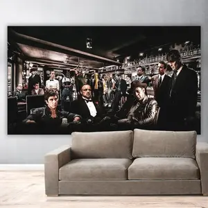 Frameless Artistic Waterproof Gangster Icons Poster - Painting Print Wall Art Showcasing Iconic Mobsters, Top Film Actors and Movie Legends, Home Decor Decoration for Minimalist Room or Kitchen