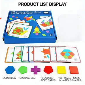 155 Piece Creative Geometric Puzzle Set, Early Learning Stem Building Blocks for Kids, High-Quality Educational Toy Gift, Beginner Level